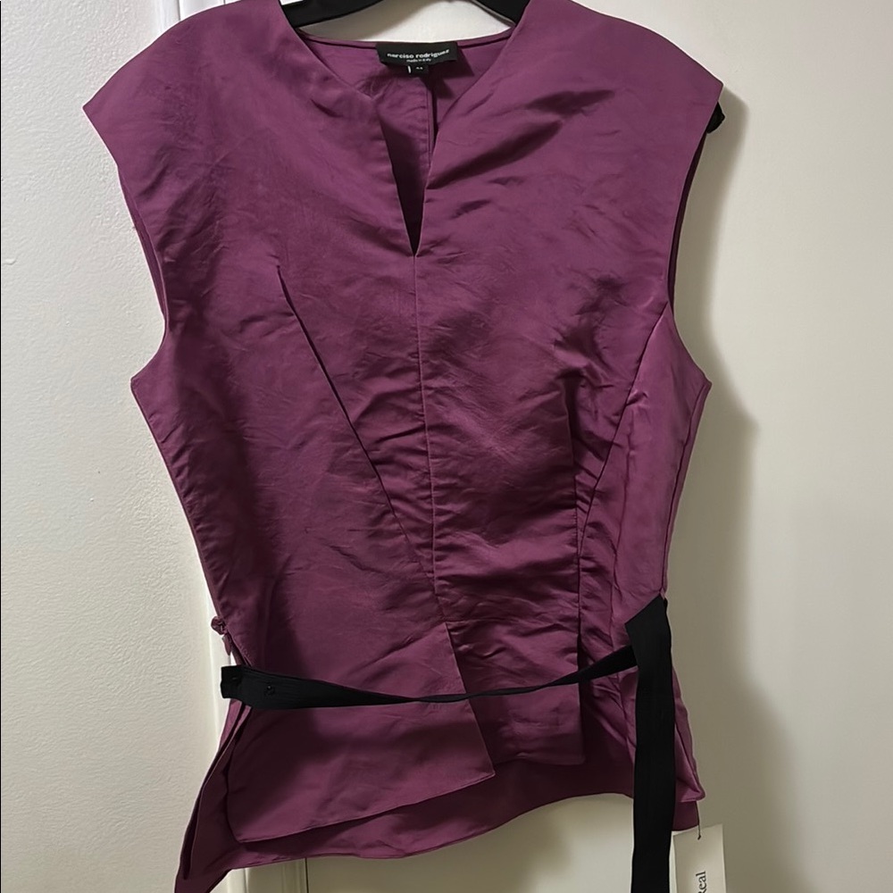 Narciso Rodriguez Purple Asymmetrical Sleeveless Blouse